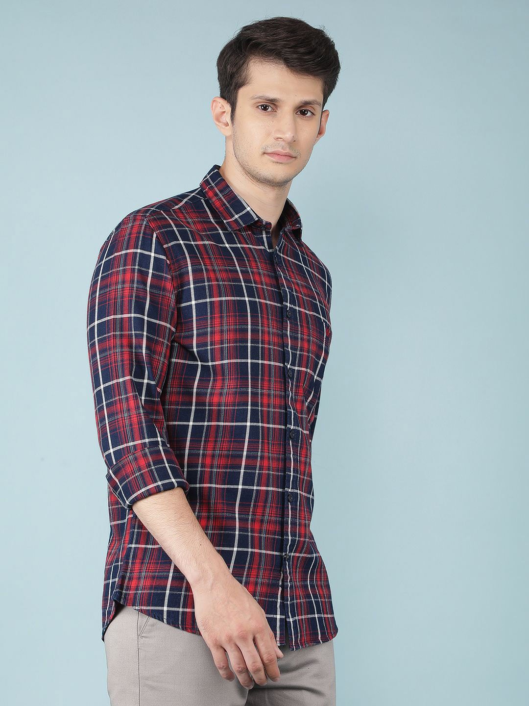 

Crimsoune Club Men Classic Slim Fit Tartan Checks Opaque Checked Casual Shirt, Red