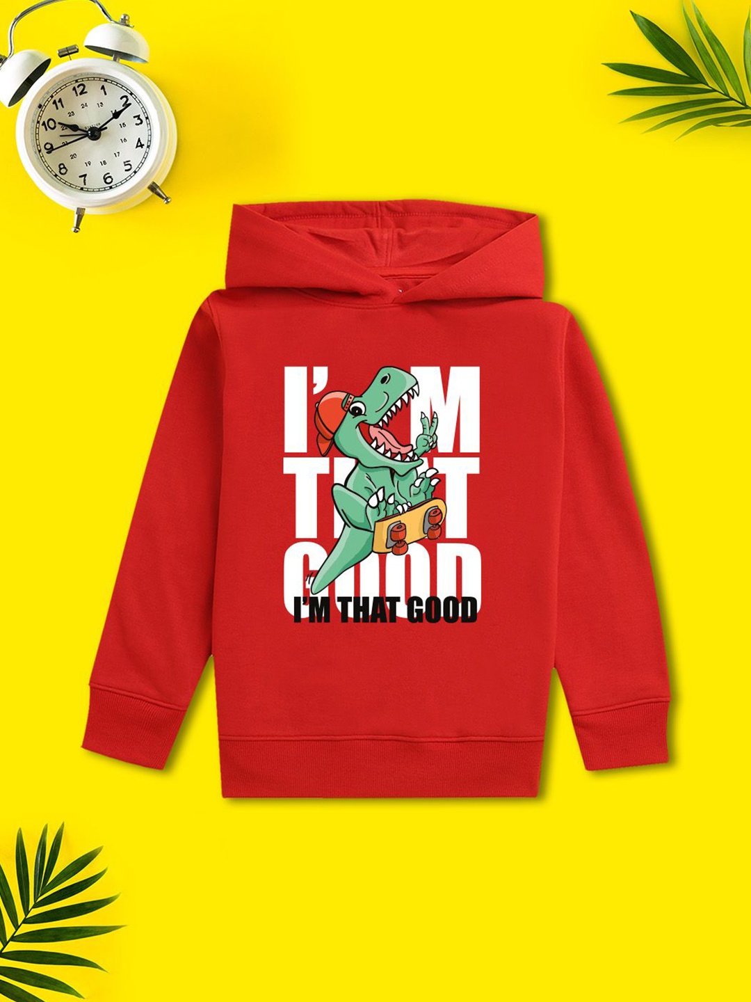 

NUSYL Boys Printed Hooded Sweatshirt, Red