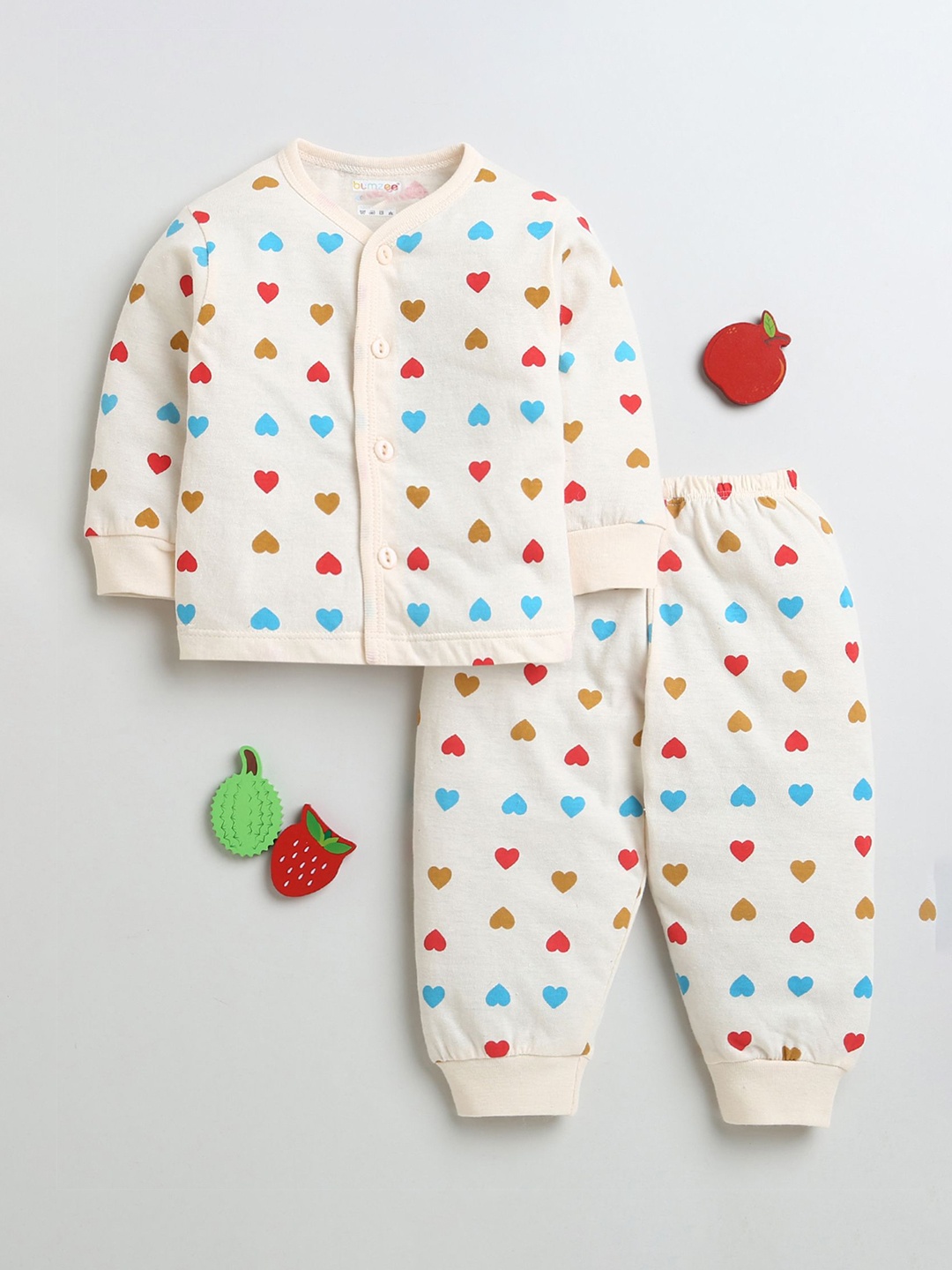 

BUMZEE Boys Printed Night suit, Beige