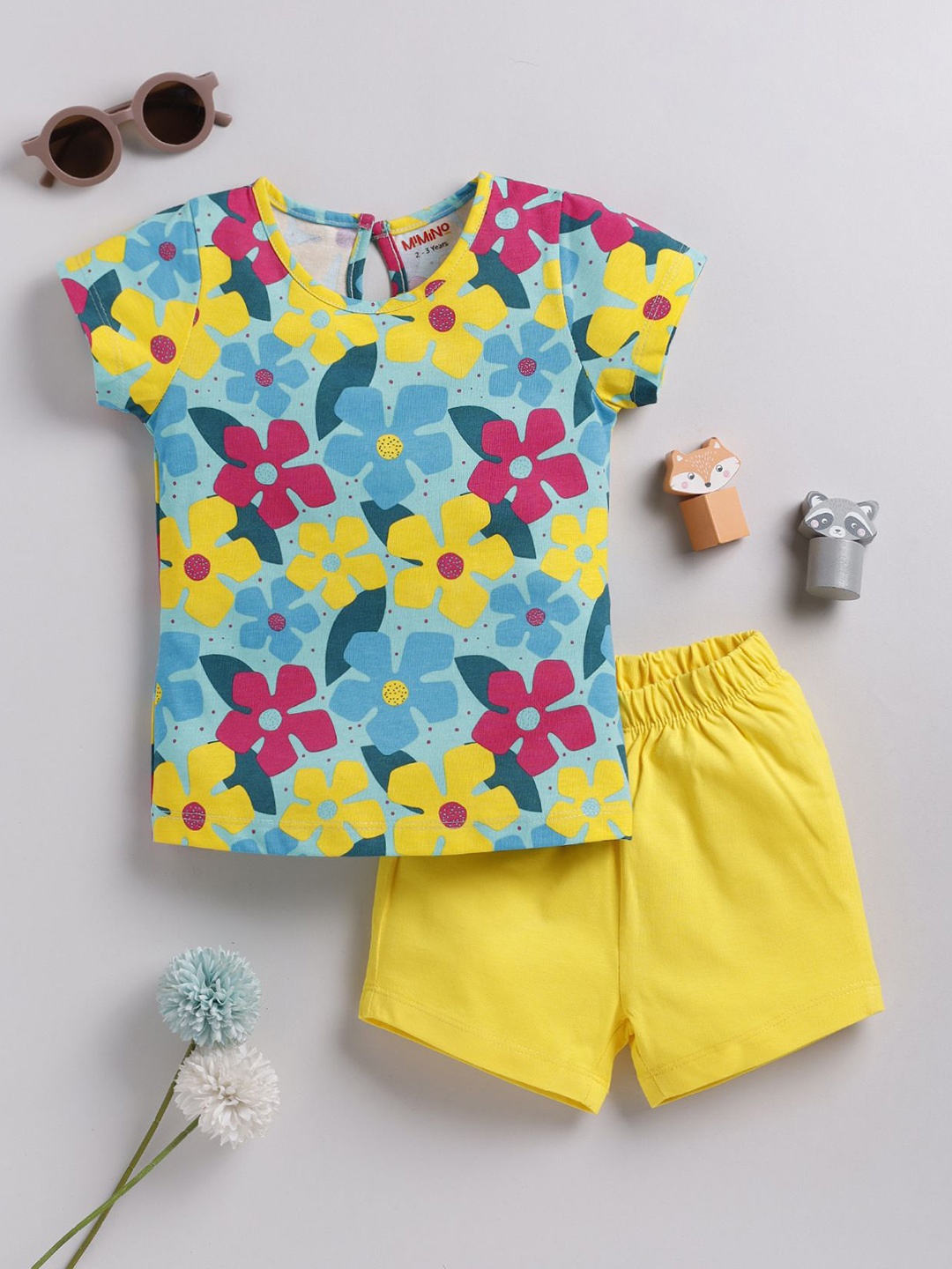 

MIMINO Girls Printed Top with Shorts, Green