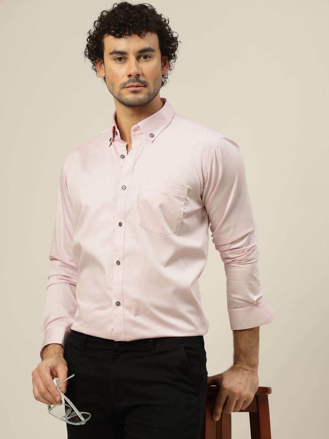 

JADEBERRY Men Classic Slim Fit Opaque Party Shirt, Pink