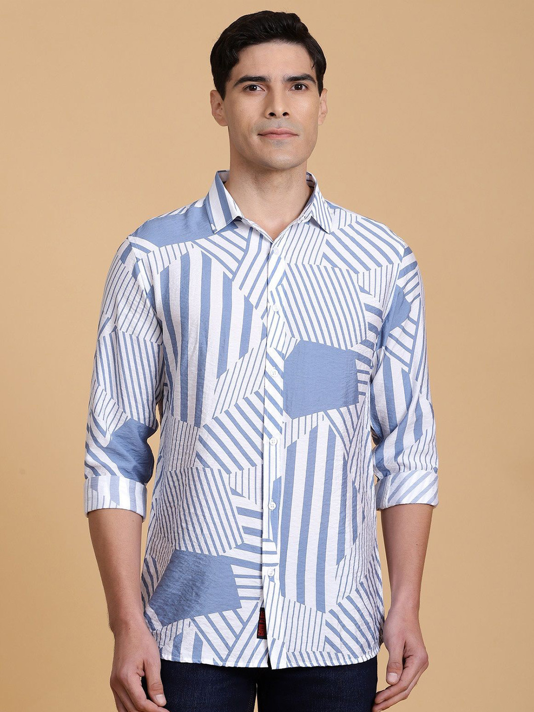 

Gavin Paris Men Classic Opaque Striped Semiformal Shirt, Blue