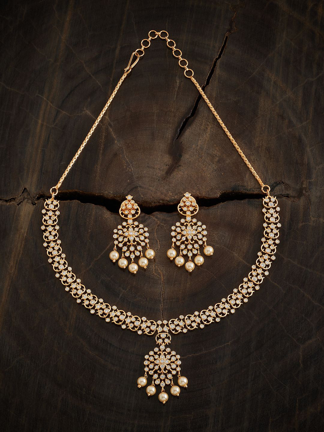 

Kushal's Fashion Jewellery Gold Plated Cubic Zirconia Studded Jewellery Set