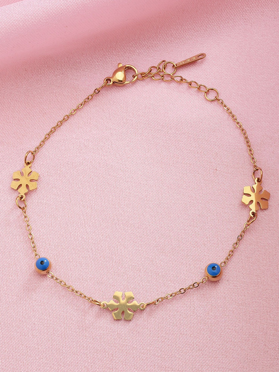 

Bohey by KARATCART Women Cubic Zirconia Gold-Plated Link Bracelet