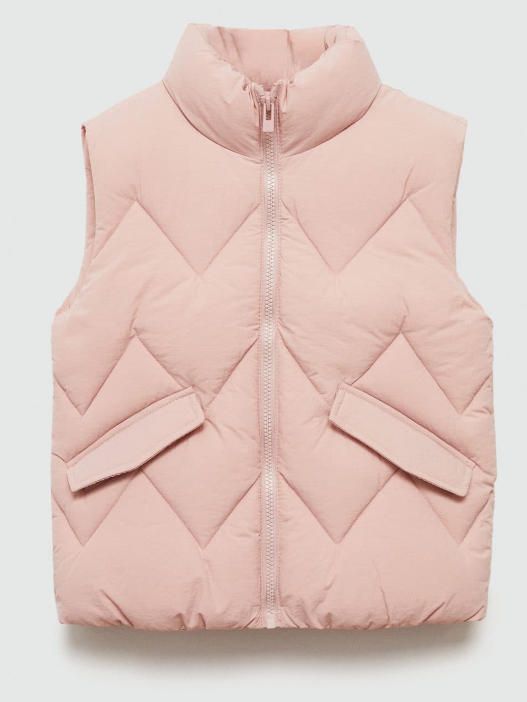 

Mango Kids Girls Quilted Gilet Jacket With Pockets, Pink