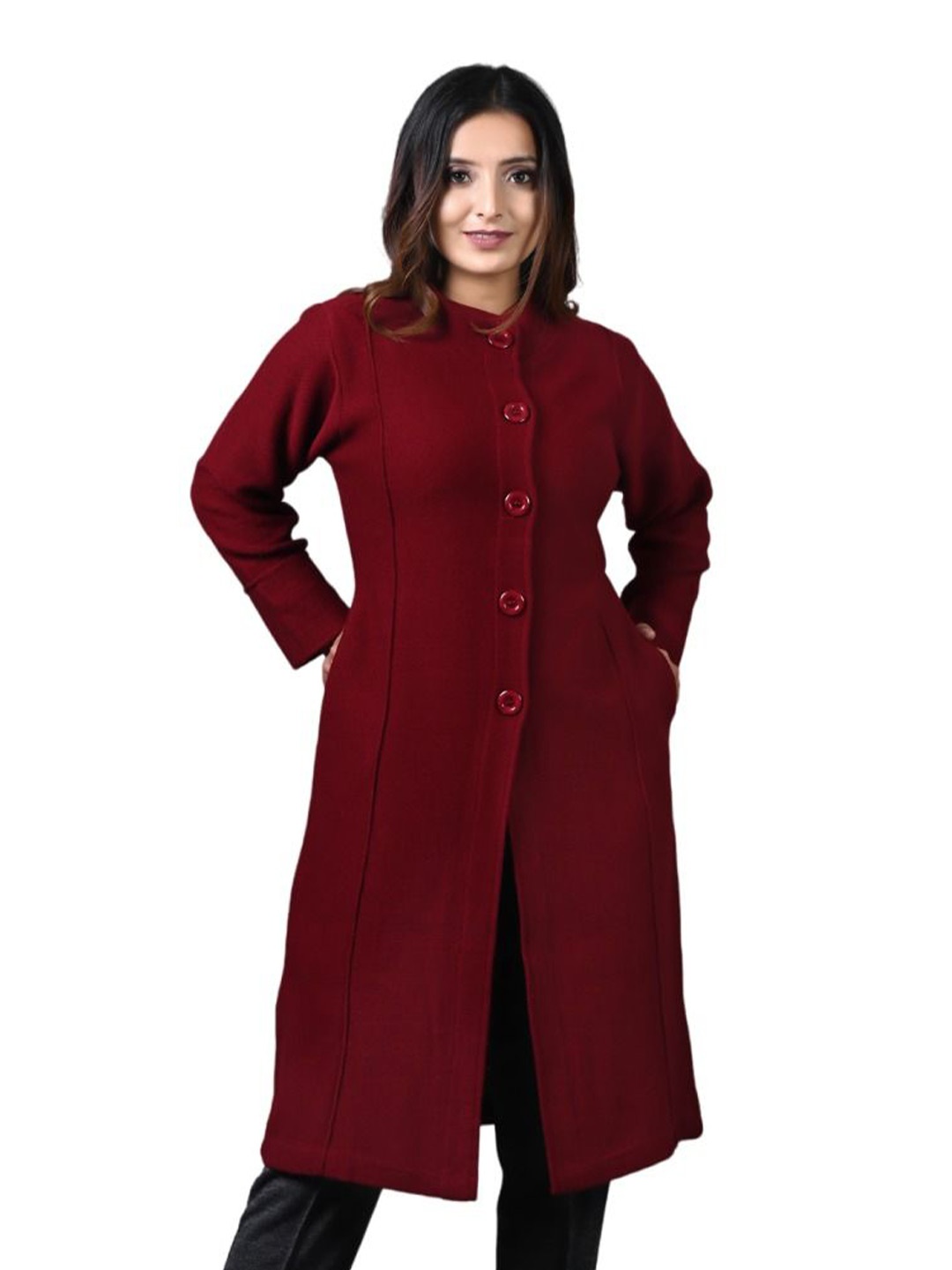 

TWENTY ME Women Longline Cardigan with Embroidered Detail, Maroon