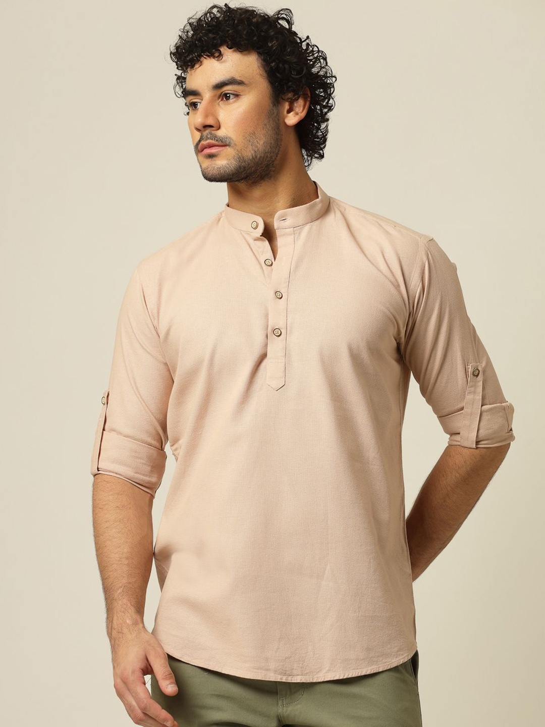 

JADEBERRY Men Classic Slim Fit Opaque Casual Shirt, Peach