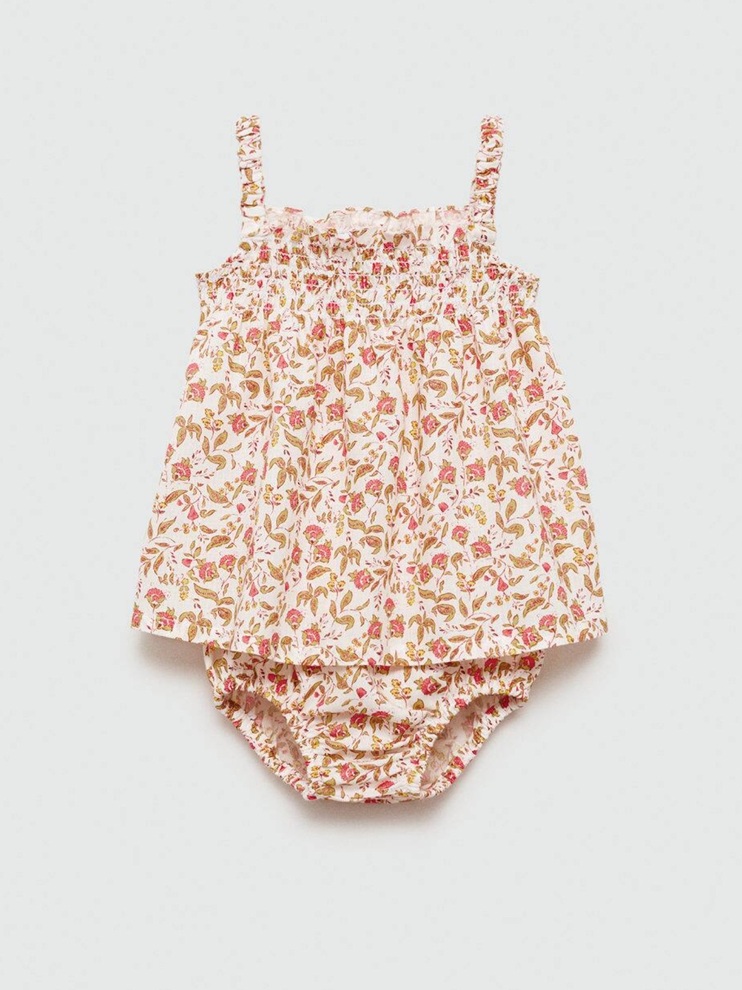 

Mango Kids Infant Girls Pure Cotton Floral Print A-Line Dress, Off white