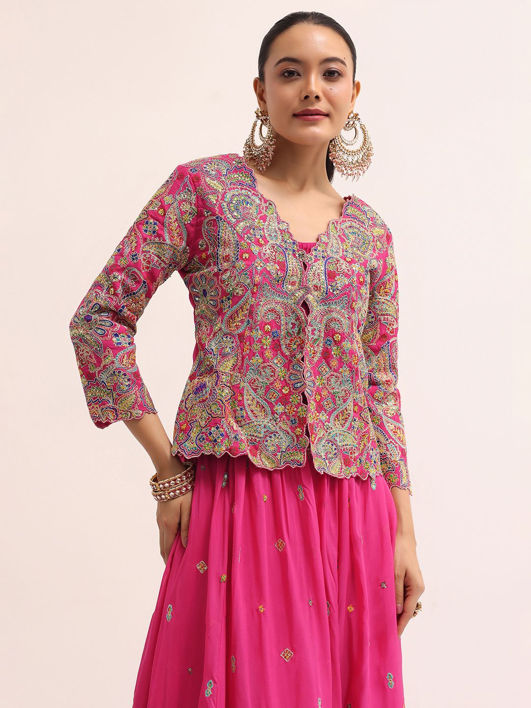 

KALKI Fashion Embroidered Lehenga Set With Jacket, Pink