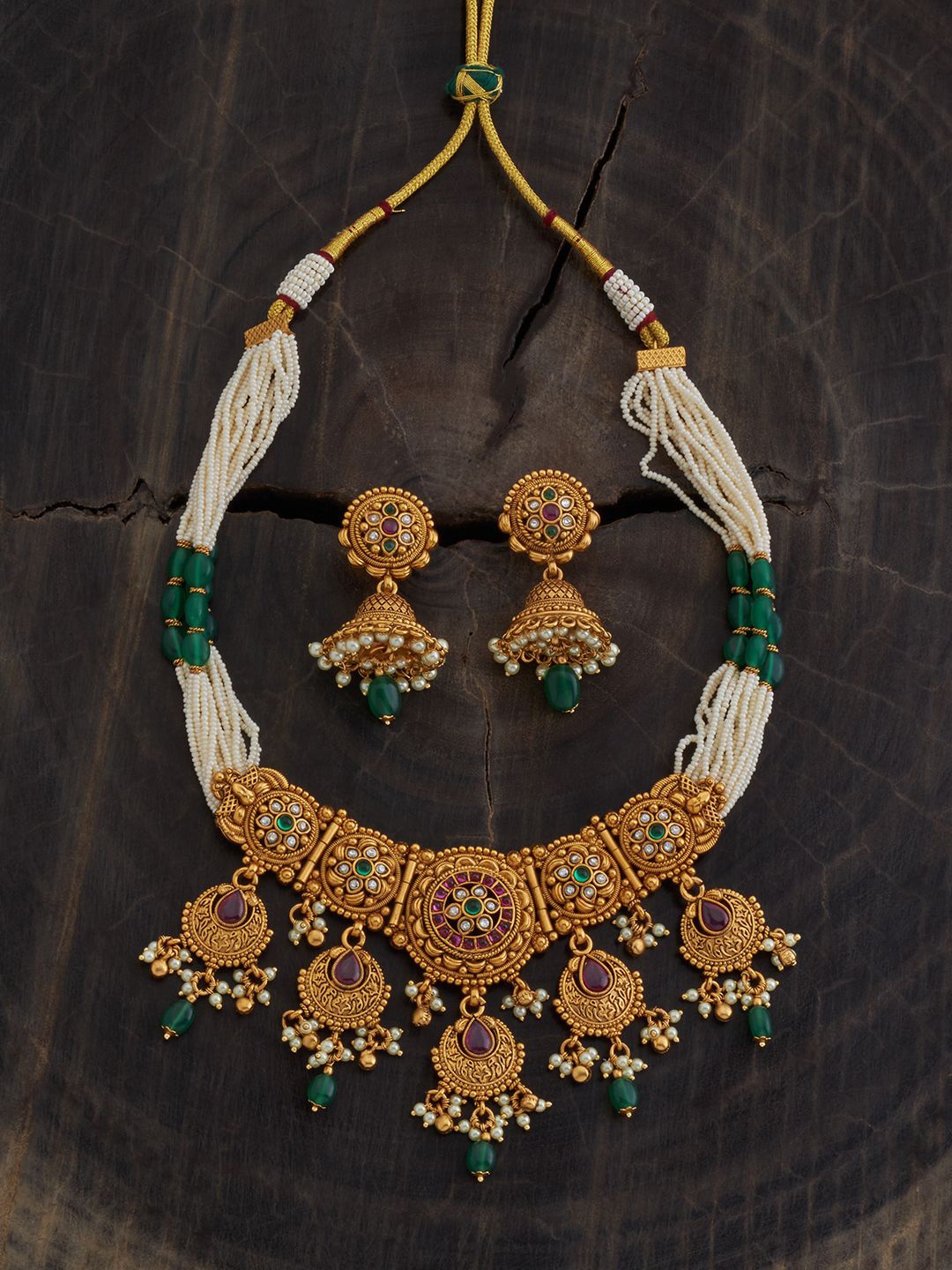 

Kushal's Fashion Jewellery Gold-Plated Stone-Studded & Beaded Jewellery Set