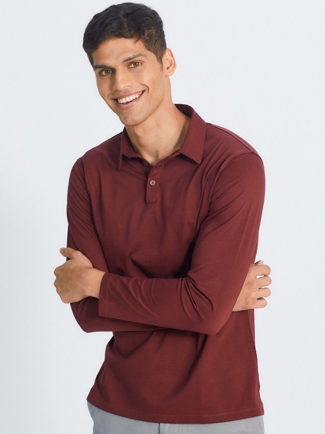 

Creatures of Habit Men Pima Long Sleeve Polo Tshirt, Maroon