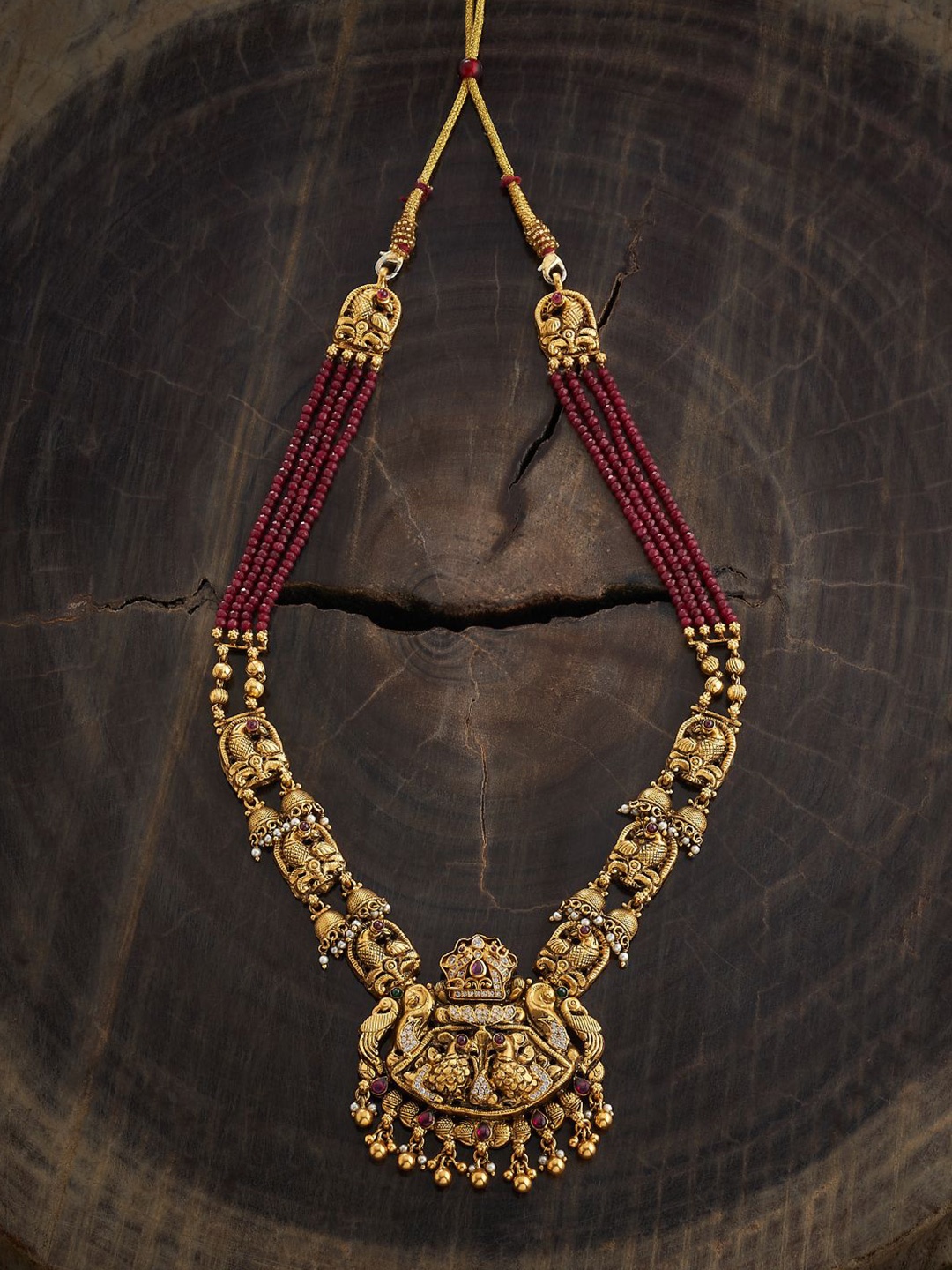 

Kushal's Fashion Jewellery 92.5 Pure Silver Gold-Plated Temple Necklace