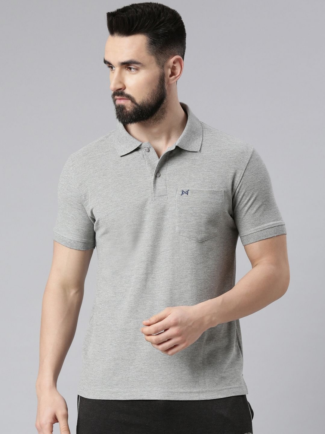 

Force NXT Men Solid Polo Collar Cotton T-Shirt, Grey
