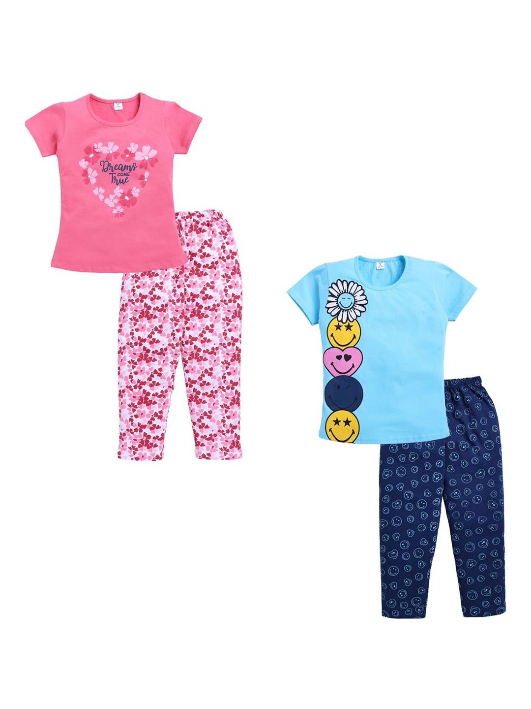 

Todd N Teen Girls Printed Night suit Pack Of 2, Blue