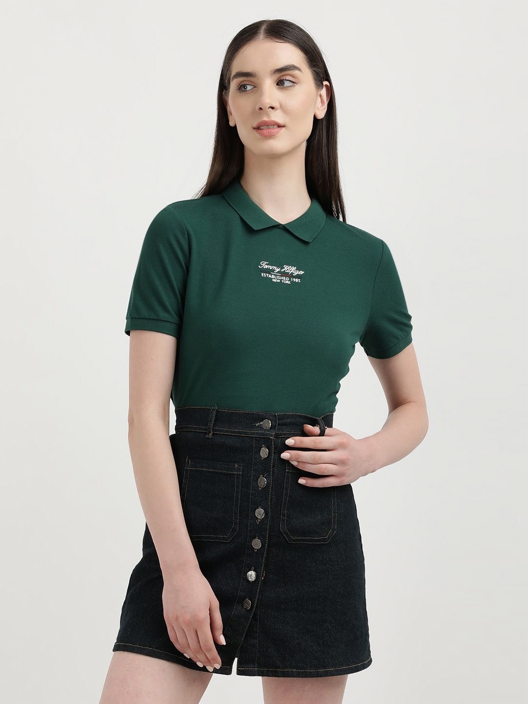 

Tommy Hilfiger Women Polo Collar T-shirt, Green