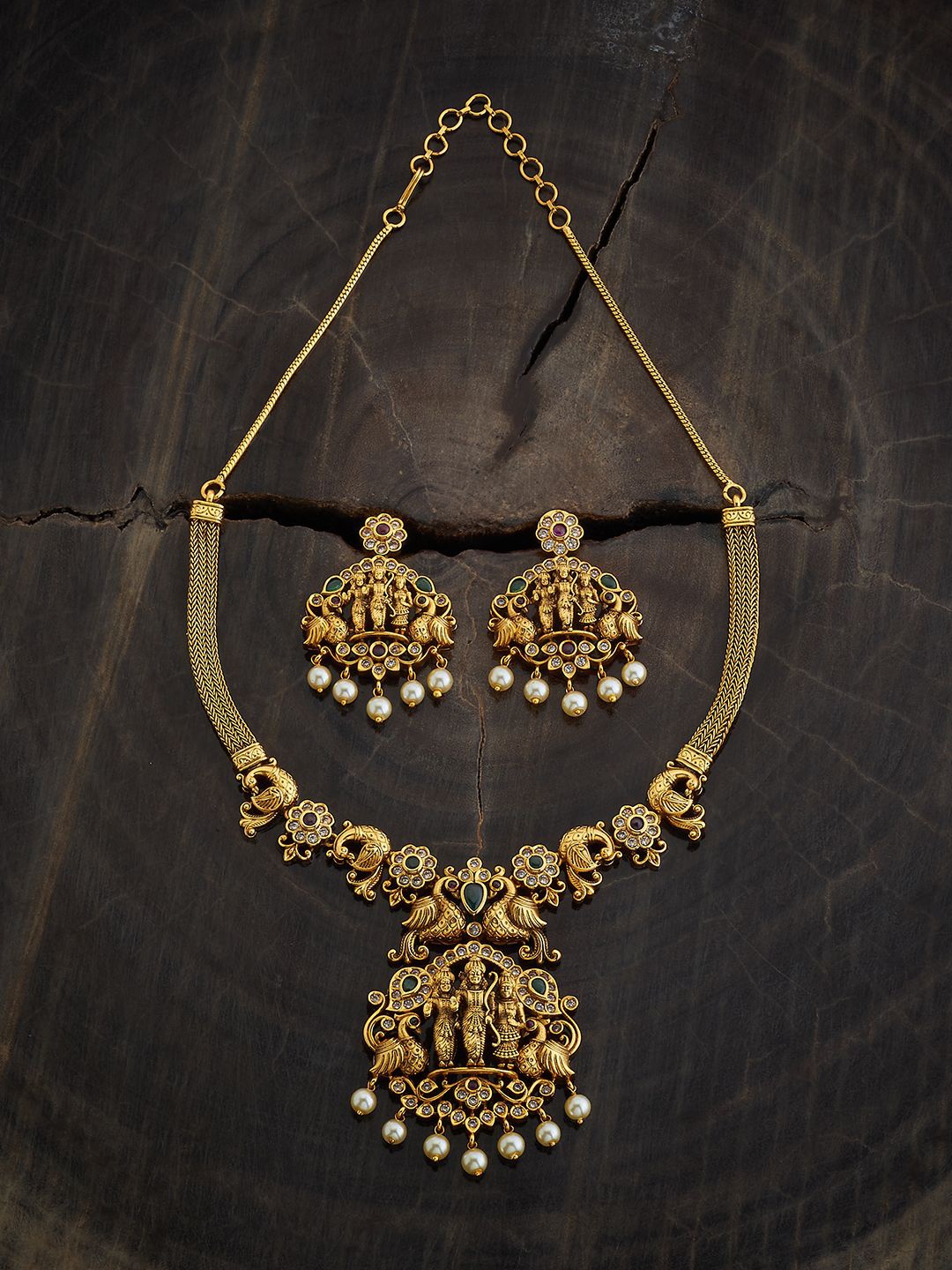 

Kushal's Fashion Jewellery Gold-Plated Beaded Necklace and Earrings