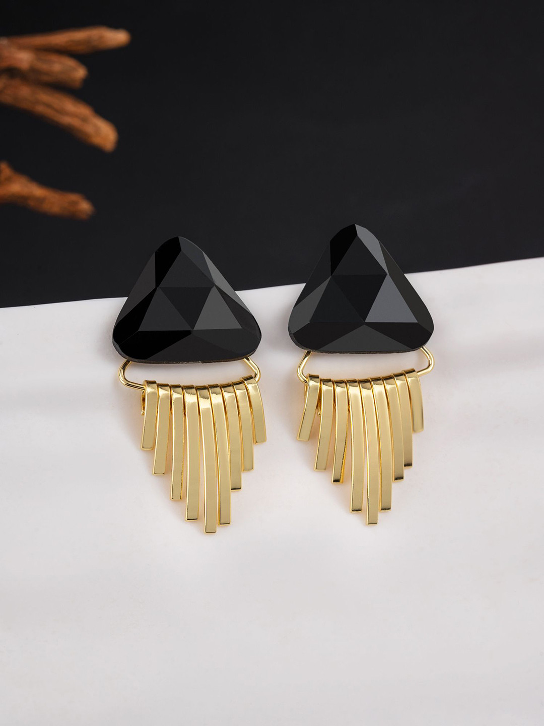 

E2O Contemporary Drop Earrings, Black