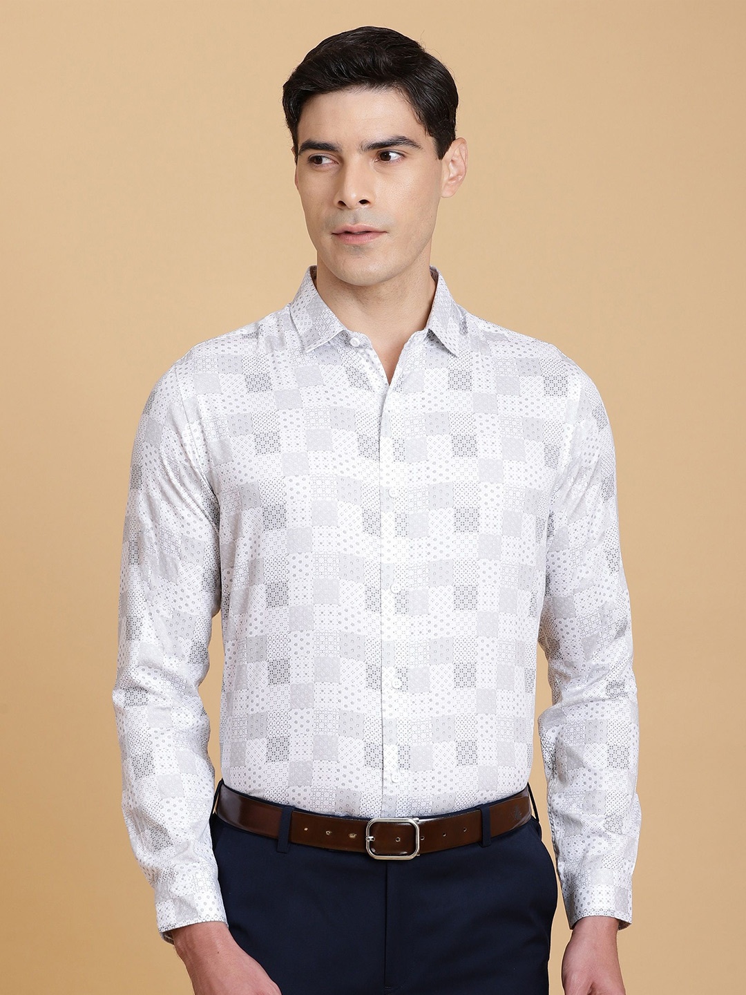 

Gavin Paris Men Classic Opaque Checked Semiformal Shirt, White