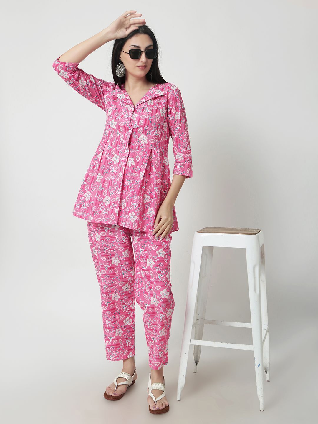 

JANAKDULARI CREATION Printed Pure Cotton Co-Ords, Pink