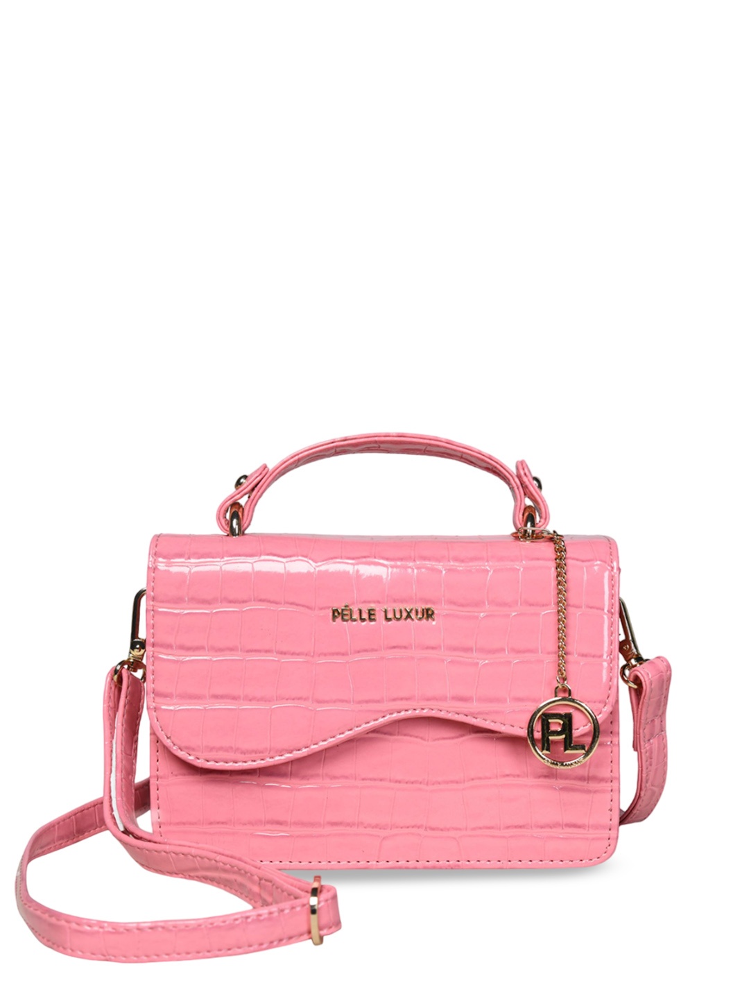 

PELLE LUXUR PU Structured Handheld Bag with Quilted, Pink