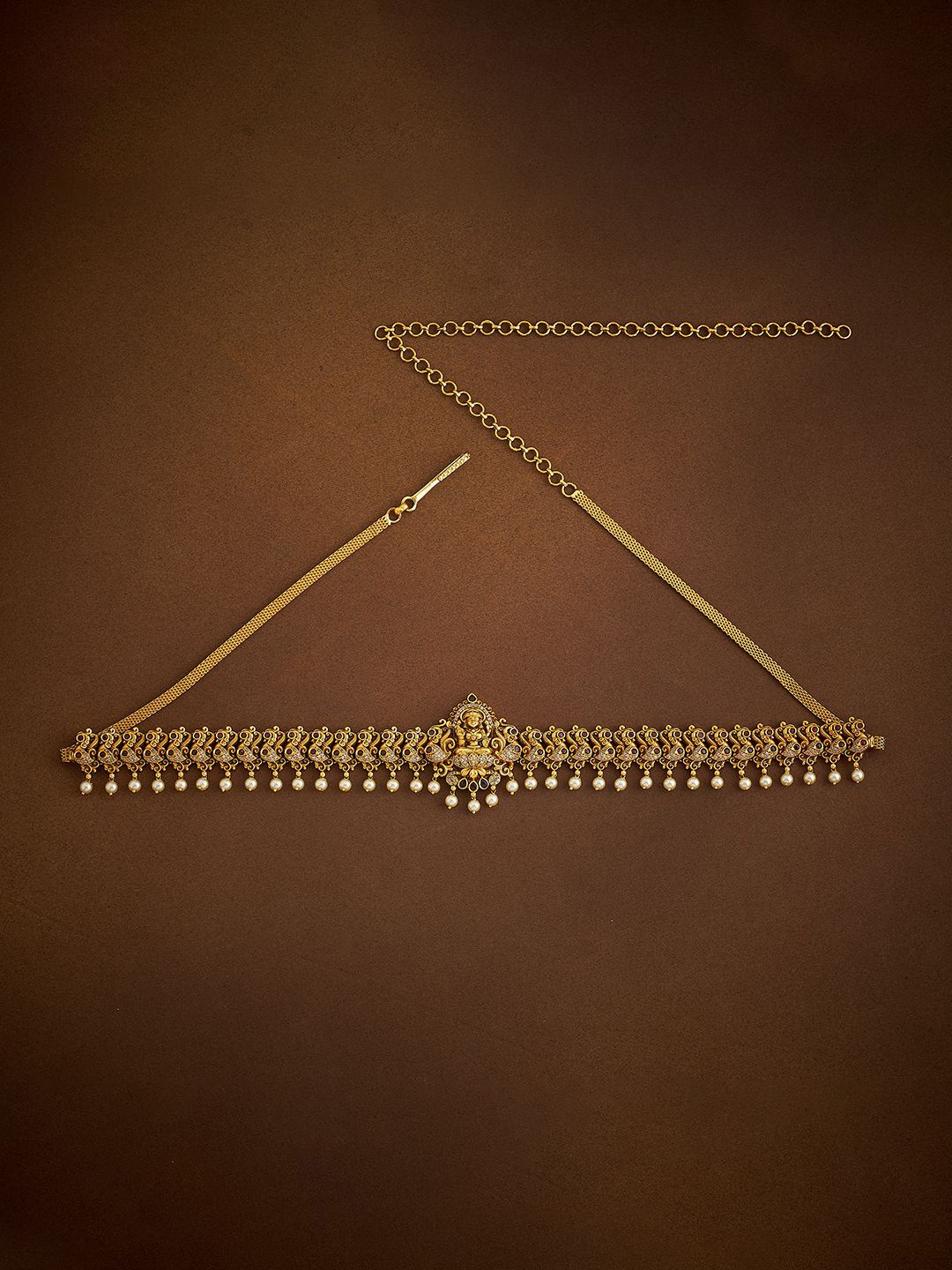 

Kushal's Fashion Jewellery Gold-Plated Ruby Studded & Beaded Antique Waist Chain