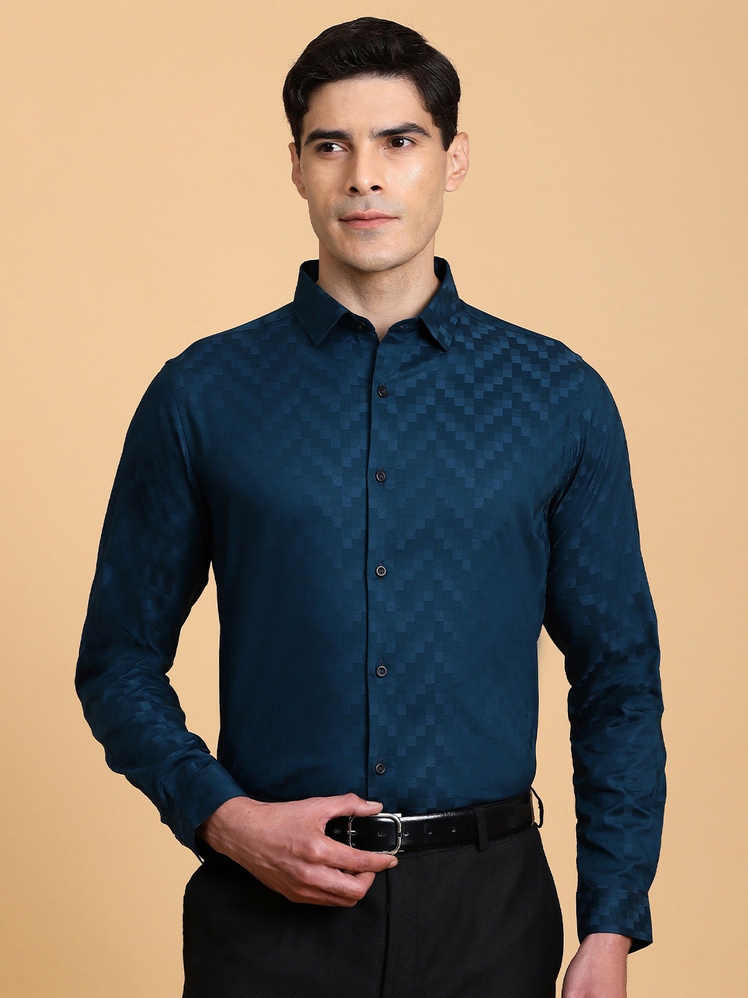 

Gavin Paris Men Classic Floral Opaque Semiformal Shirt, Teal