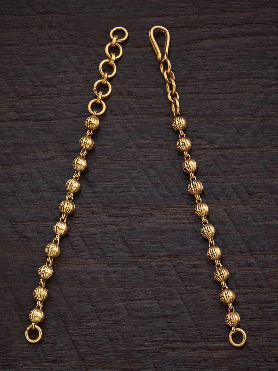 

Kushal's Fashion Jewellery Set Of 2 92.5 Pure Silver Gold-Plated Temple Chain