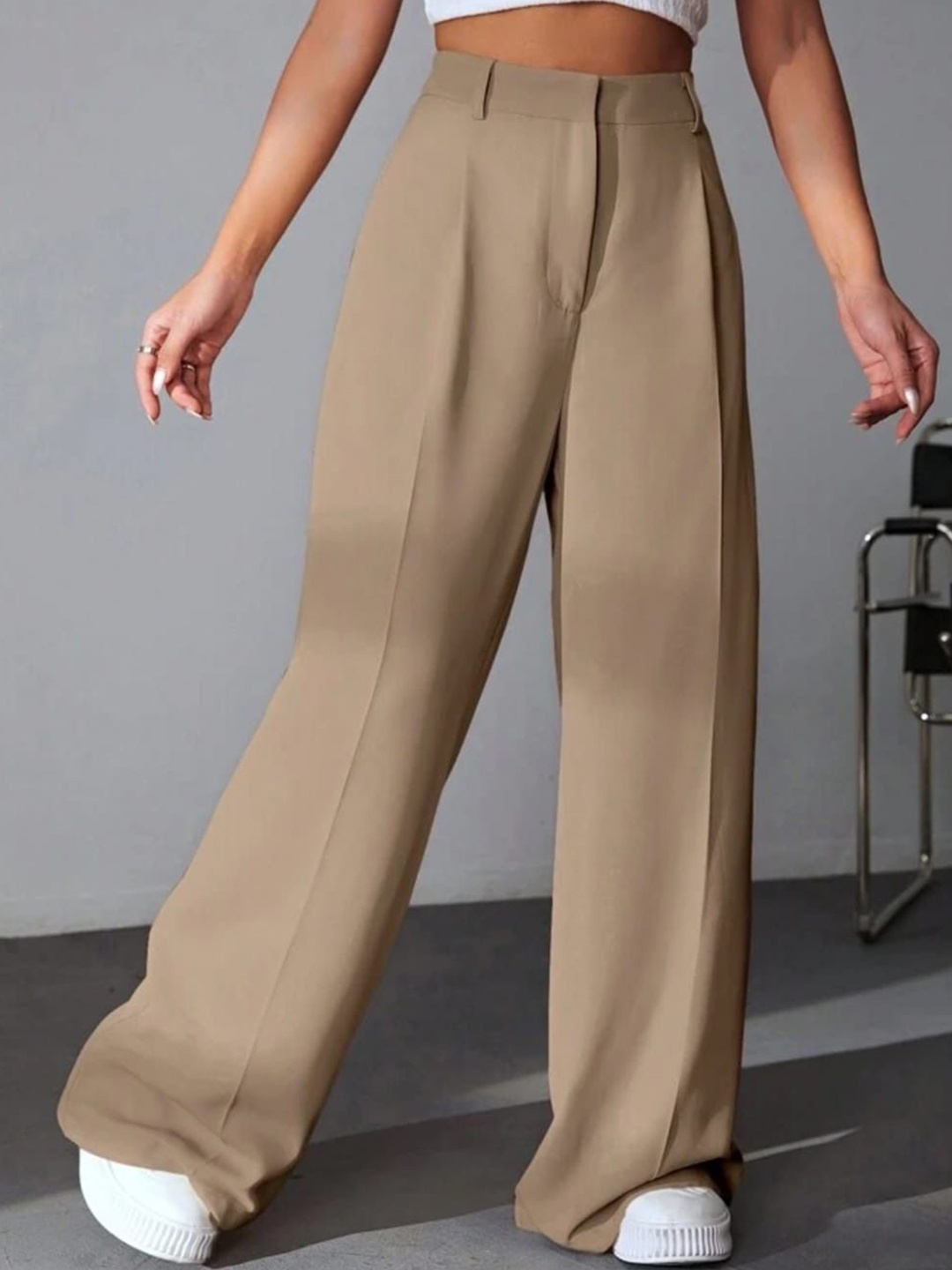 

Next One Women Beige Pleated Korean Pants