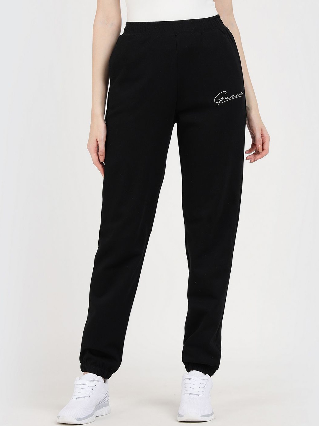 

GUESS Women Cotton High-Rise Joggers, Black