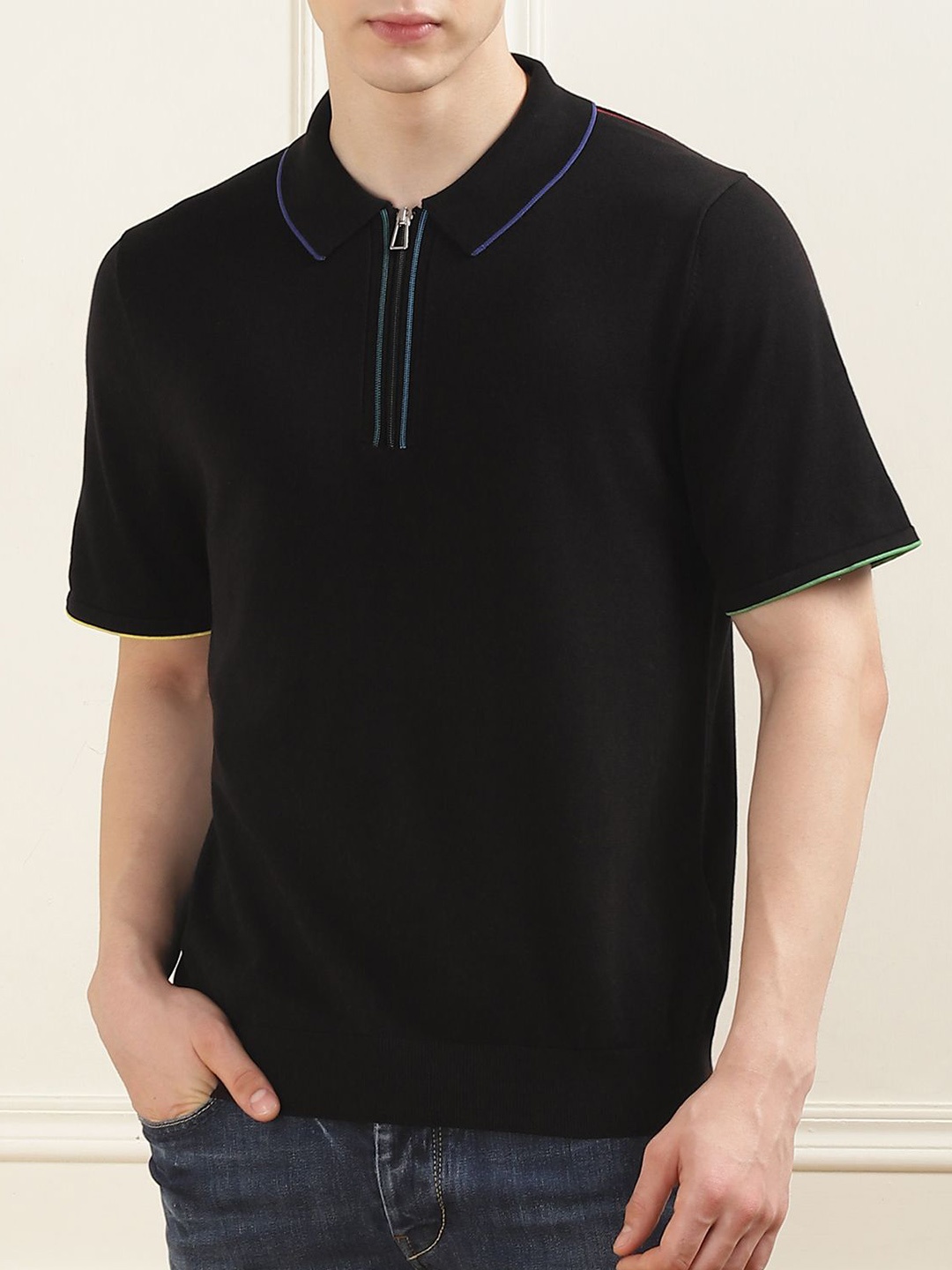 

PS By Paul Smith Men Polo Collar Pockets T-shirt, Black