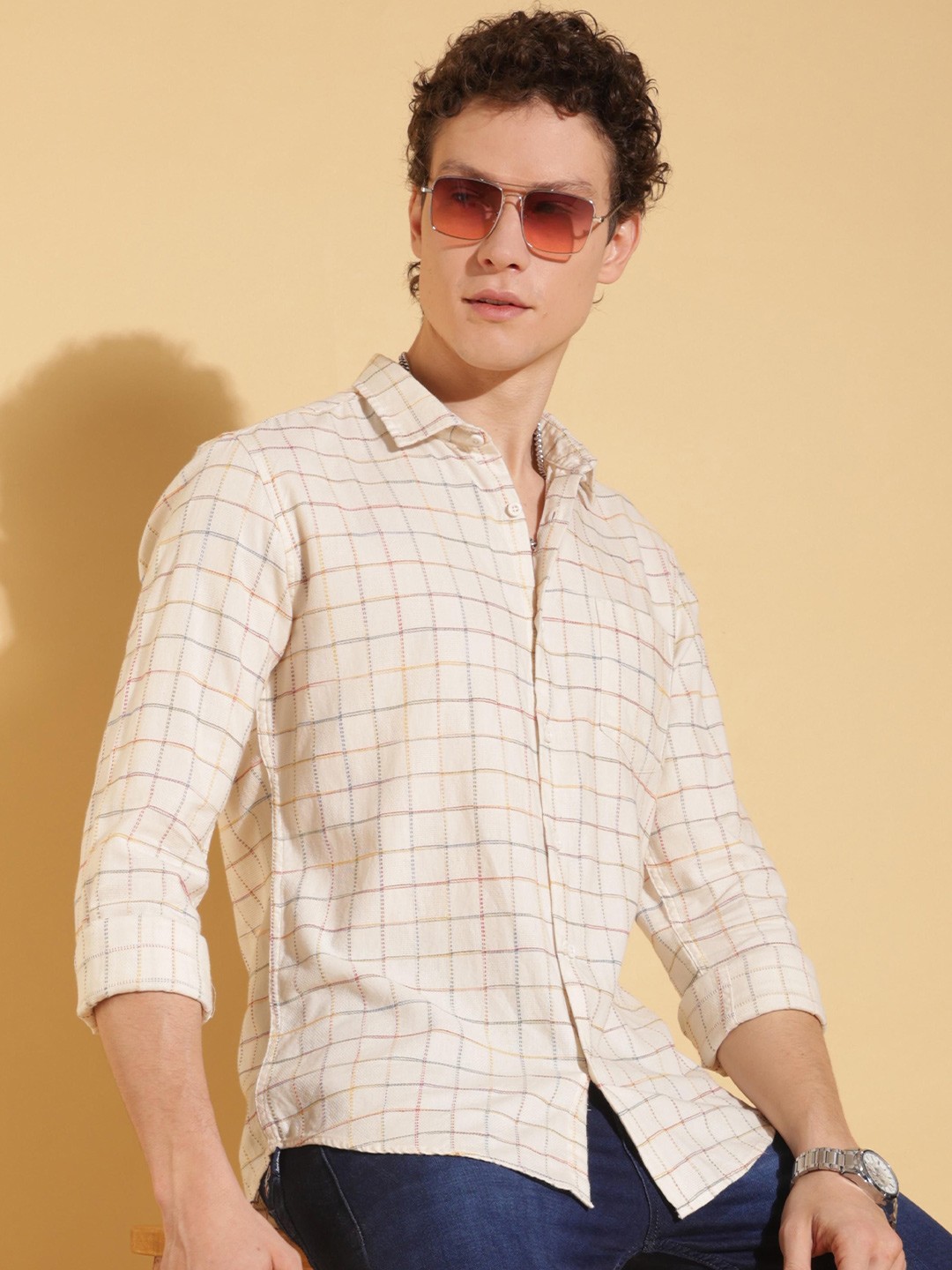 

HERE&NOW Men Slim Fit Opaque Checked Casual Shirt, Multi