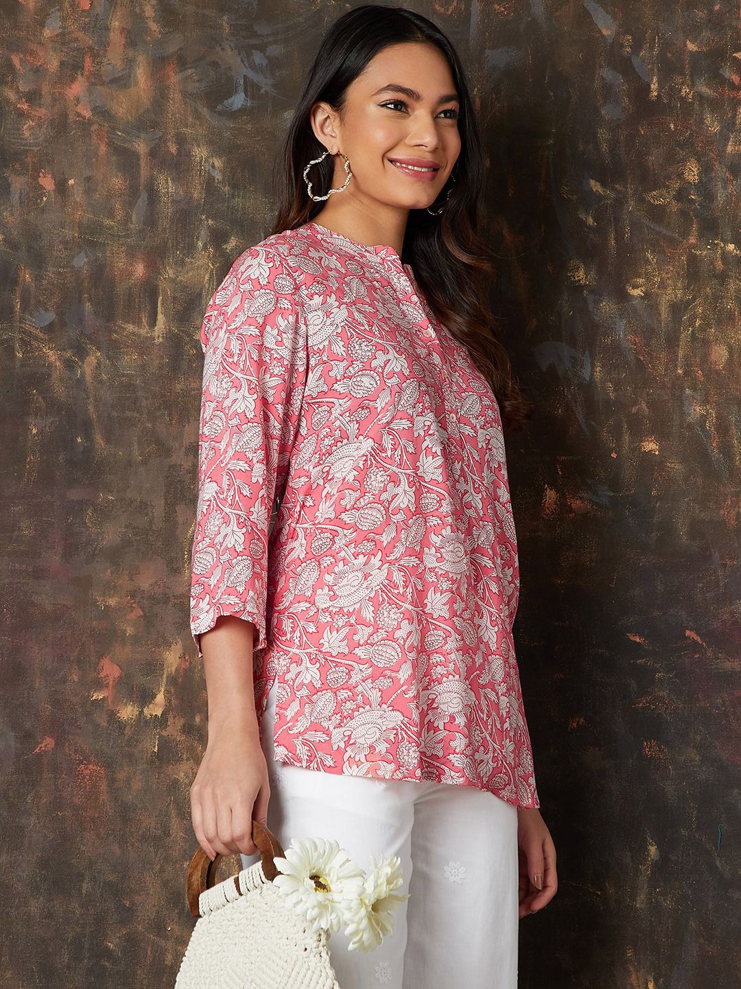 

Melange by Lifestyle Printed Straight Tunic, Pink