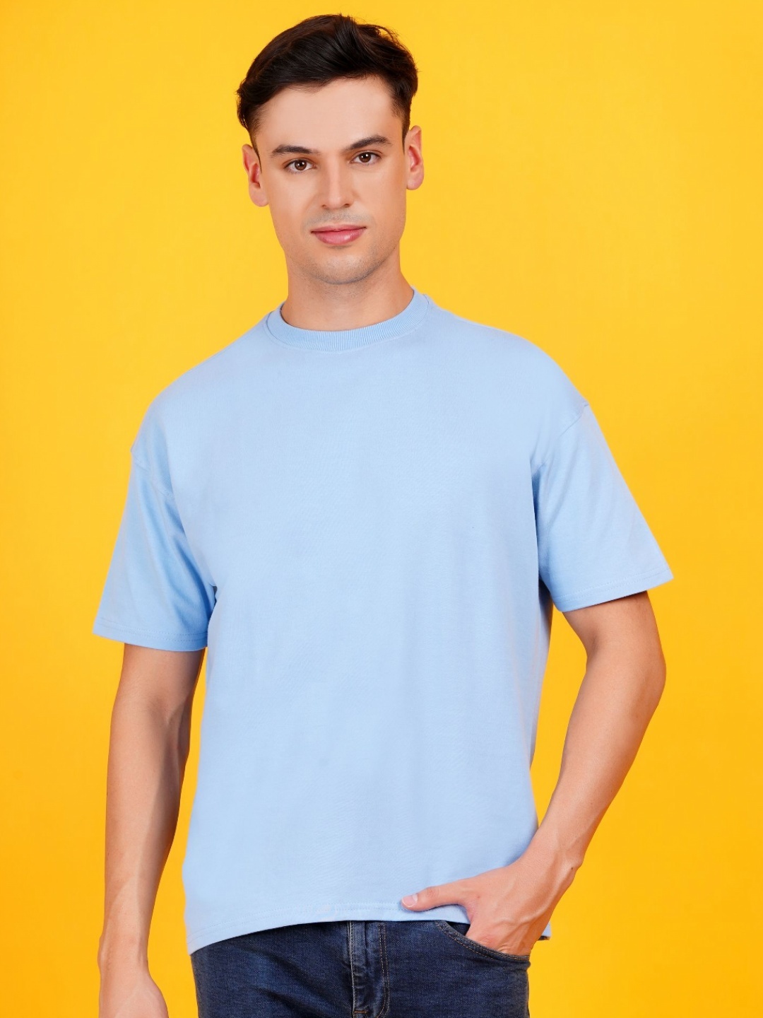 

DAFABFIT Men Raw Edge T-shirt, Blue