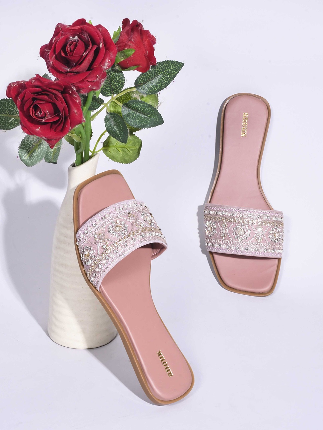 

Anouk Women Embellished Open Toe Flats, Nude