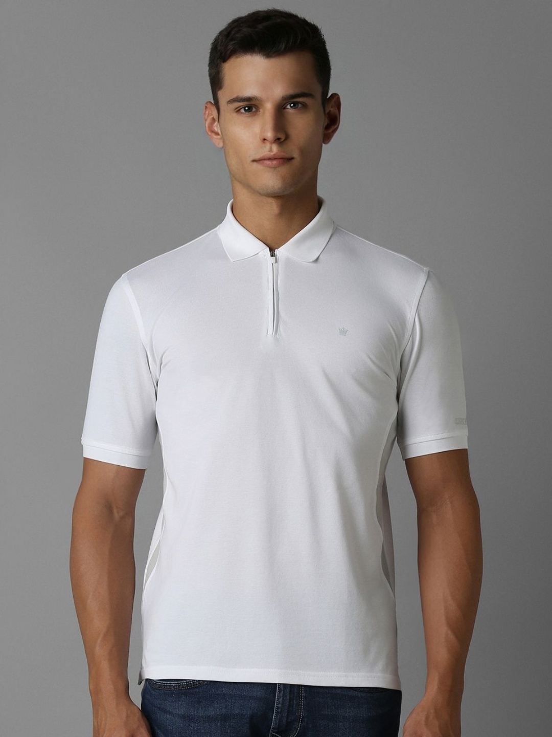 

Louis Philippe Men Solid Polo Collar T-Shirt, White