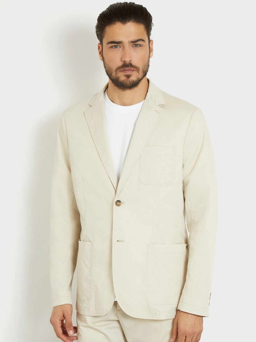 

GUESS Single Breasted Casual Blazer, Cream
