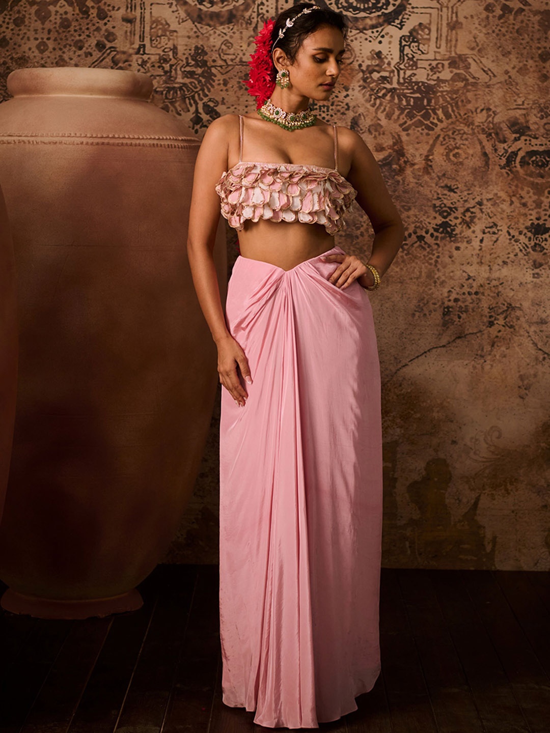 

Masumi Mewawalla Embellished Top With Skirt, Pink