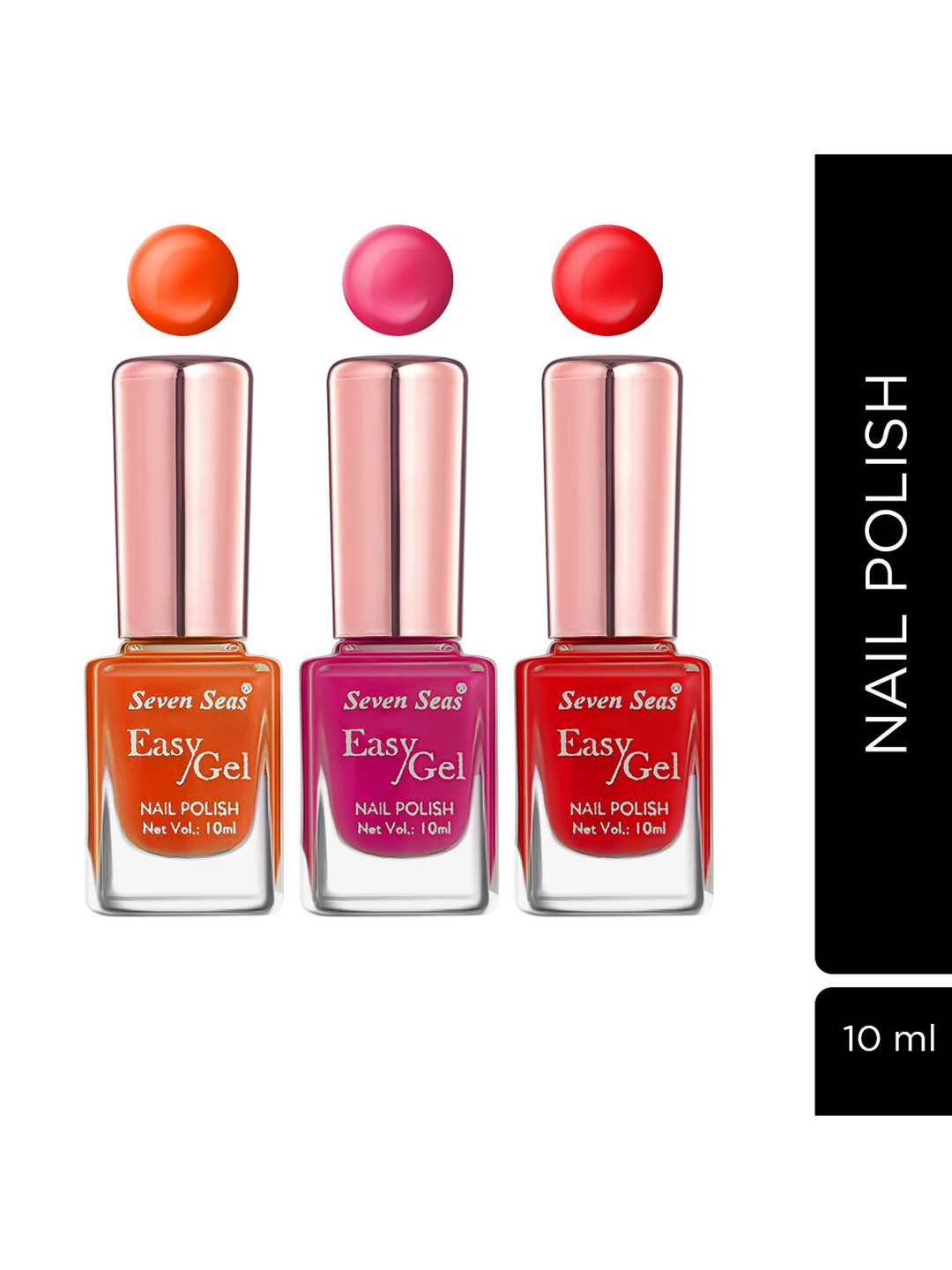 

Seven Seas Set Of 3 Easy Gel Long-Lasting Nail Polishes - 10ml Each, Orange