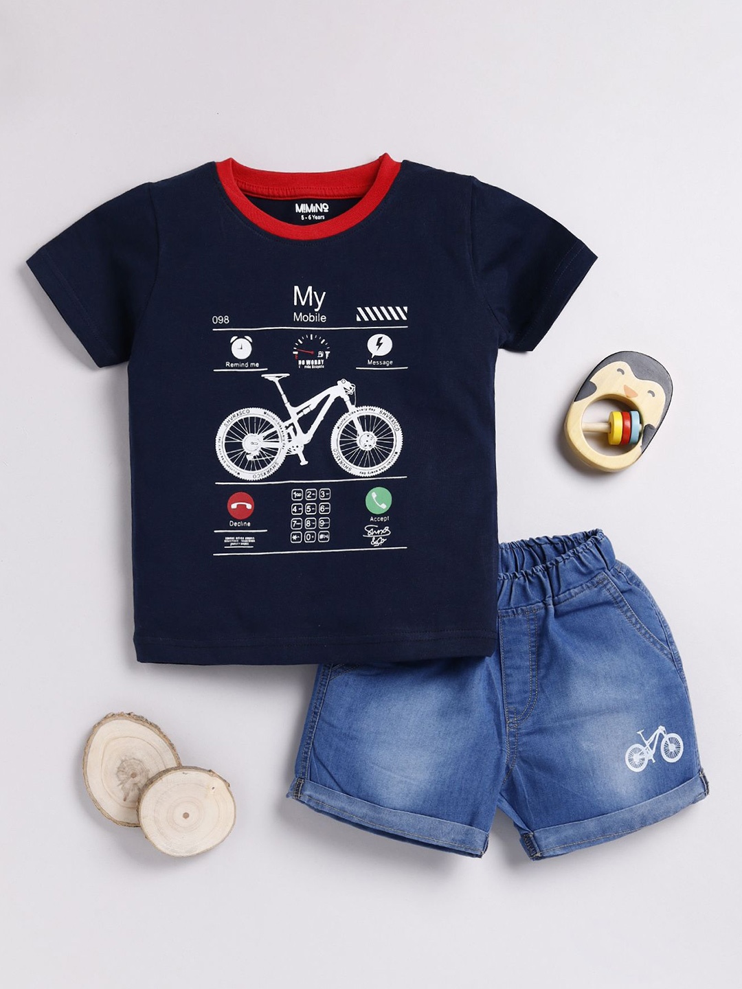 

MIMINO Girls Printed T-shirt with Shorts, White