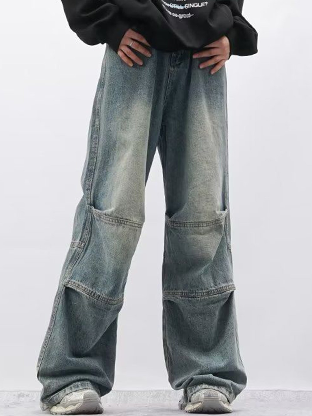 

StyleCast Men Wide Leg Heavy Fade Jeans, Blue