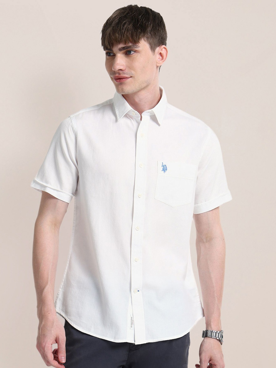 

U.S. Polo Assn. Men Classic Opaque Casual Shirt, White