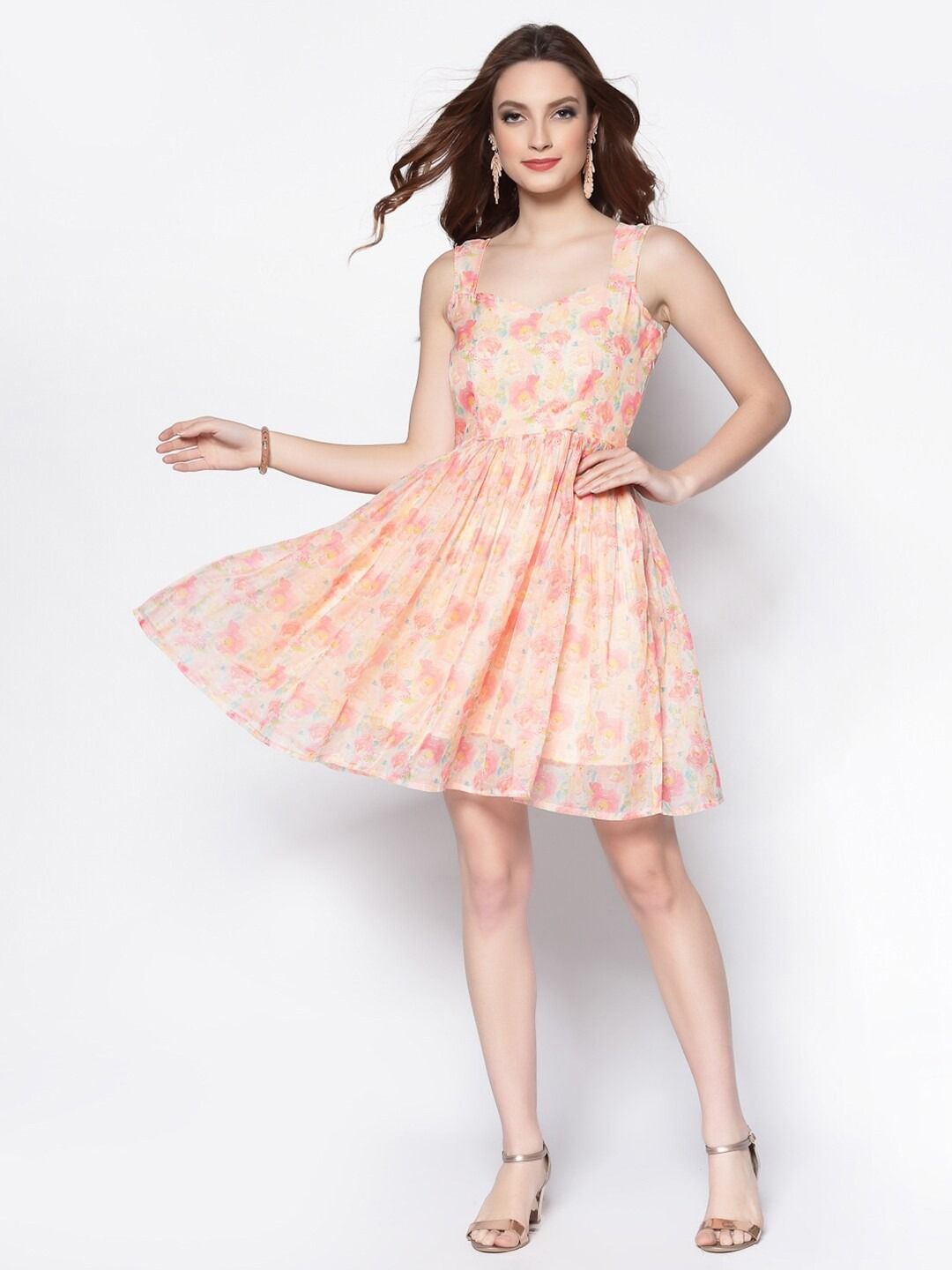 

Sera Floral Print Fit & Flare Dress, Pink