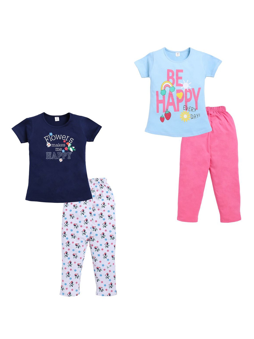 

Todd N Teen Girls Printed Night suit Pack of 2, Blue
