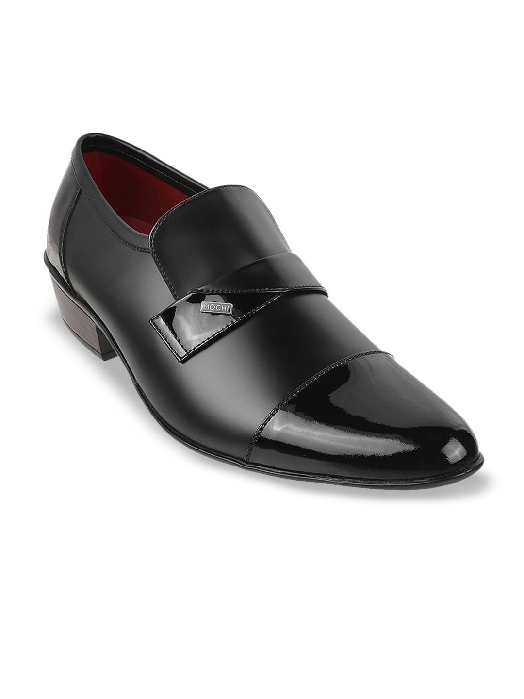 

Mochi Men Leather Formal Slip On Shoes, Black