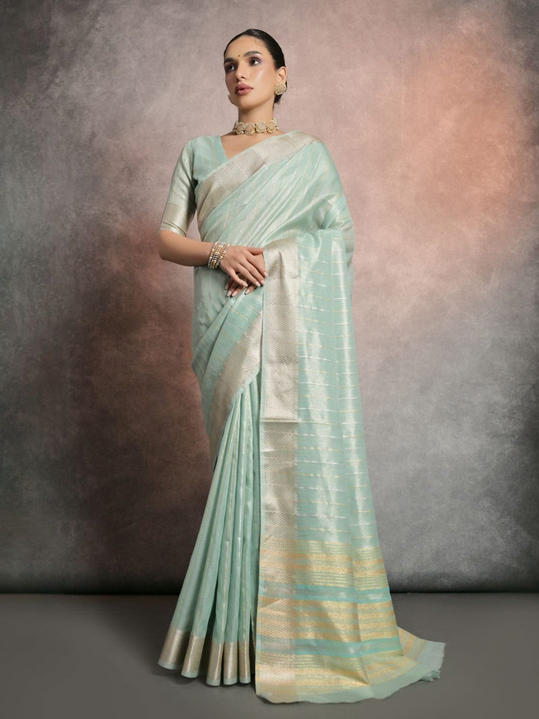 

MySilkLove Woven Design Zari Silk Cotton Saree, Green