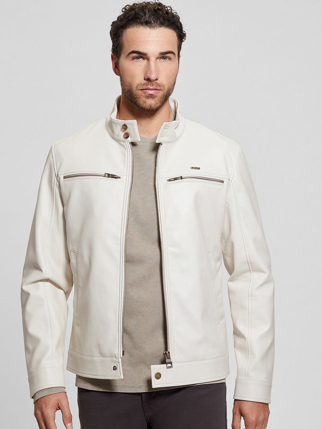 

GUESS Men Crop Tailored Jacket, White