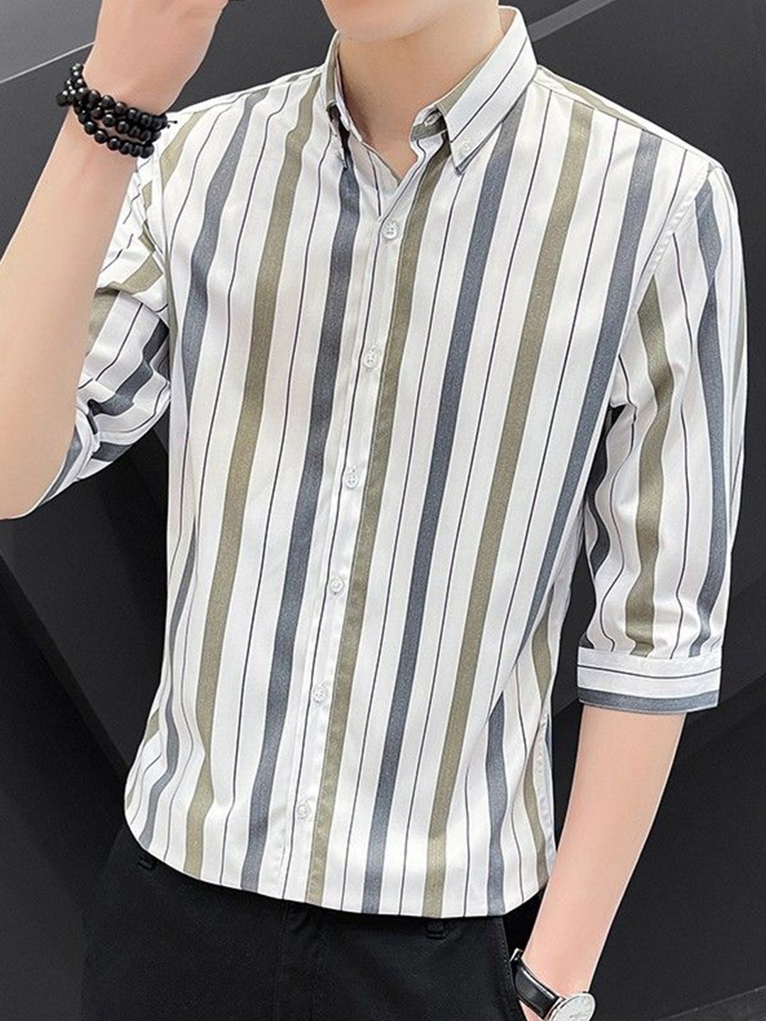 

StyleCast Men Opaque Striped Casual Shirt, Multi