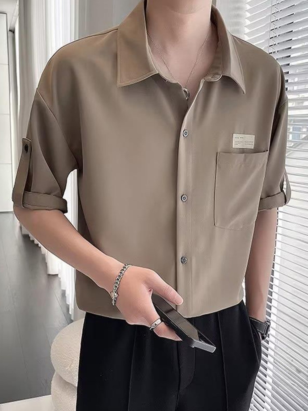 

StyleCast Men Opaque Formal Shirt, Brown