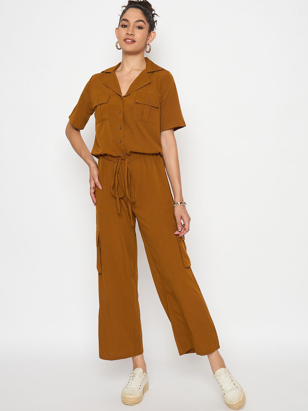 

Color Cocktail Solid Basic Jumpsuit, Khaki