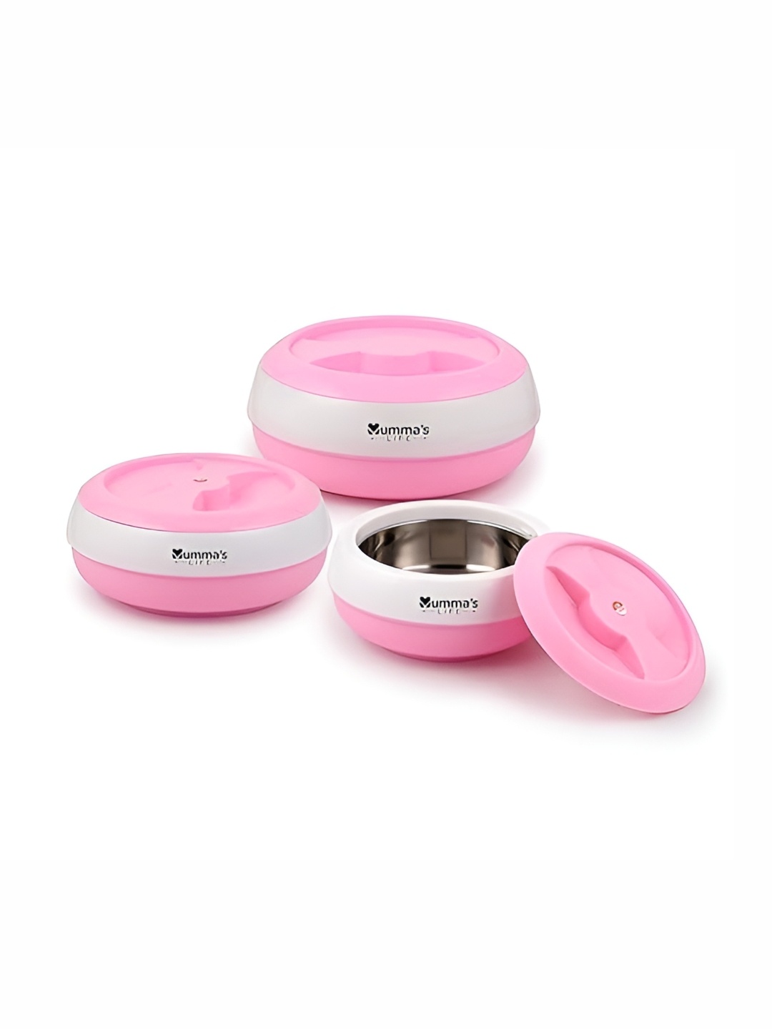 

Mumma's Life Pink 3Pcs Steel Thermoware Casseroles
